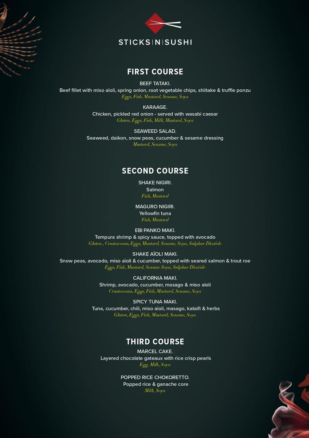 VIP Sample Menu
